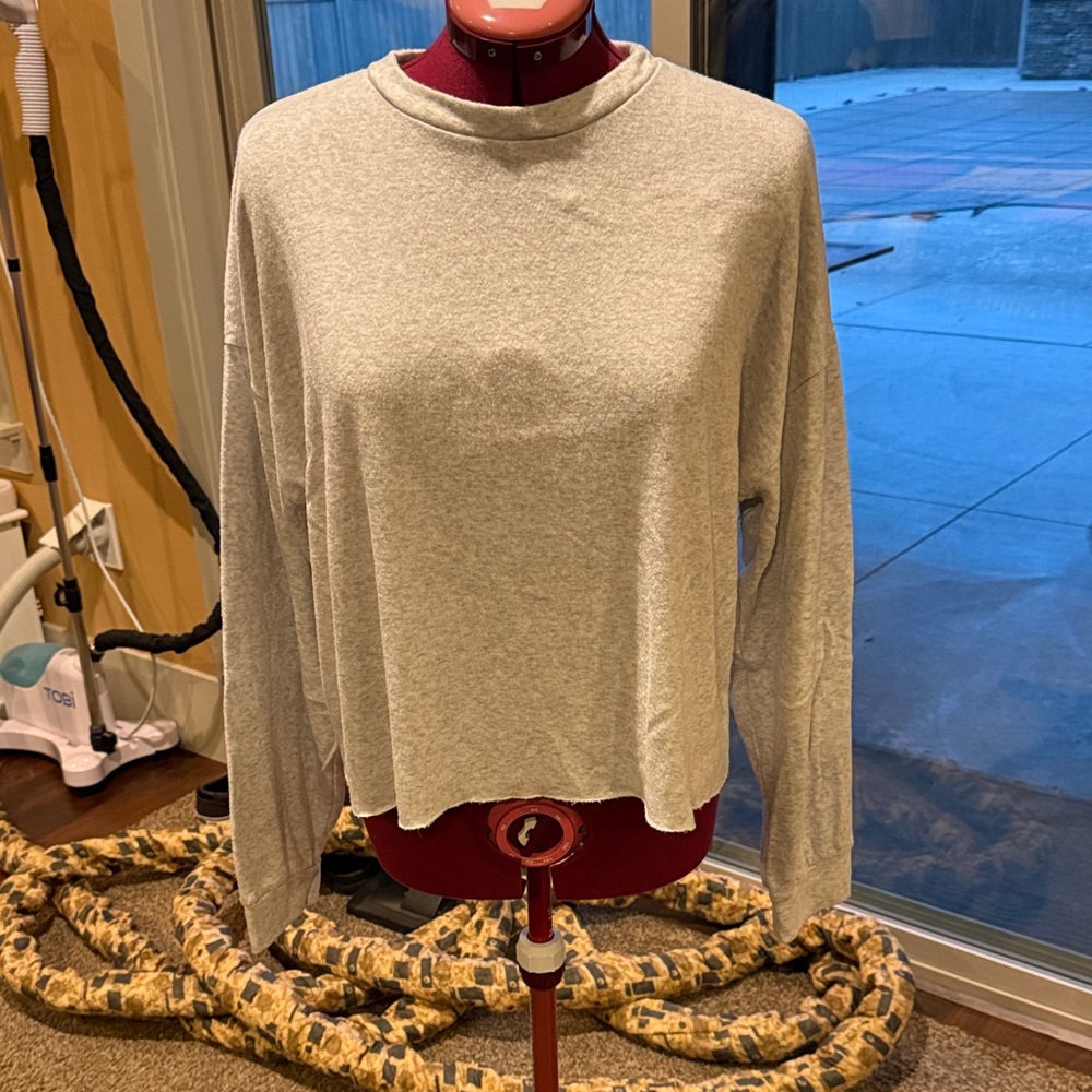 Queen Bees Heather Grey/White Raw Hem Sweatshirt